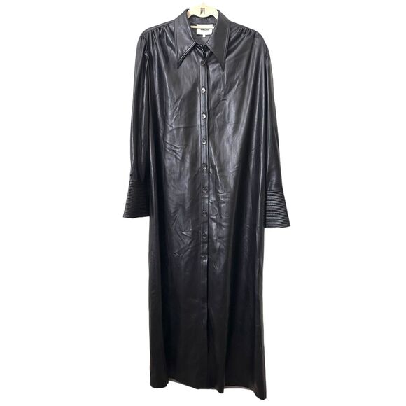 NANUSHKA Vegan Leather Tie Front Maxi Dress Black Sz Small - Picture 5 of 8